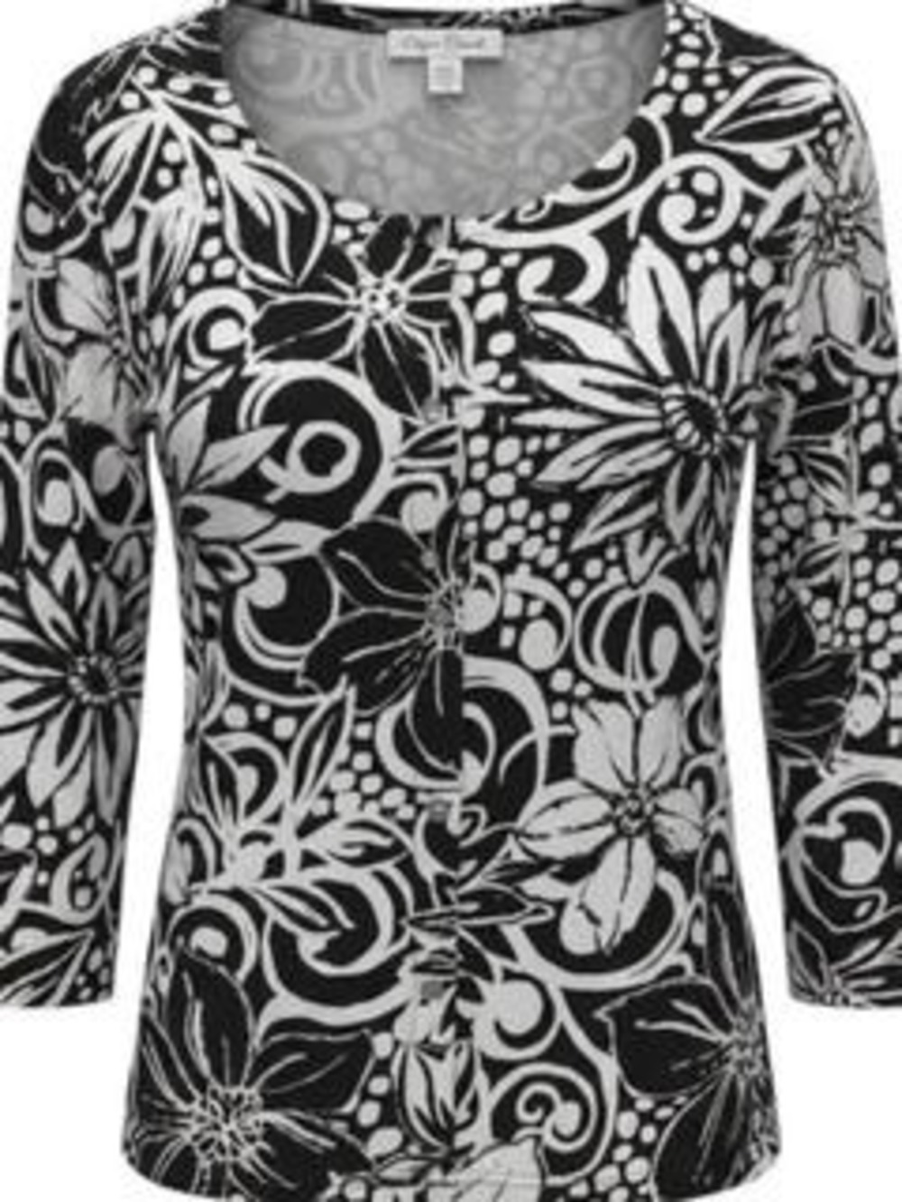 Onque Casuals Black White Floral Cardigan XL Black/White
